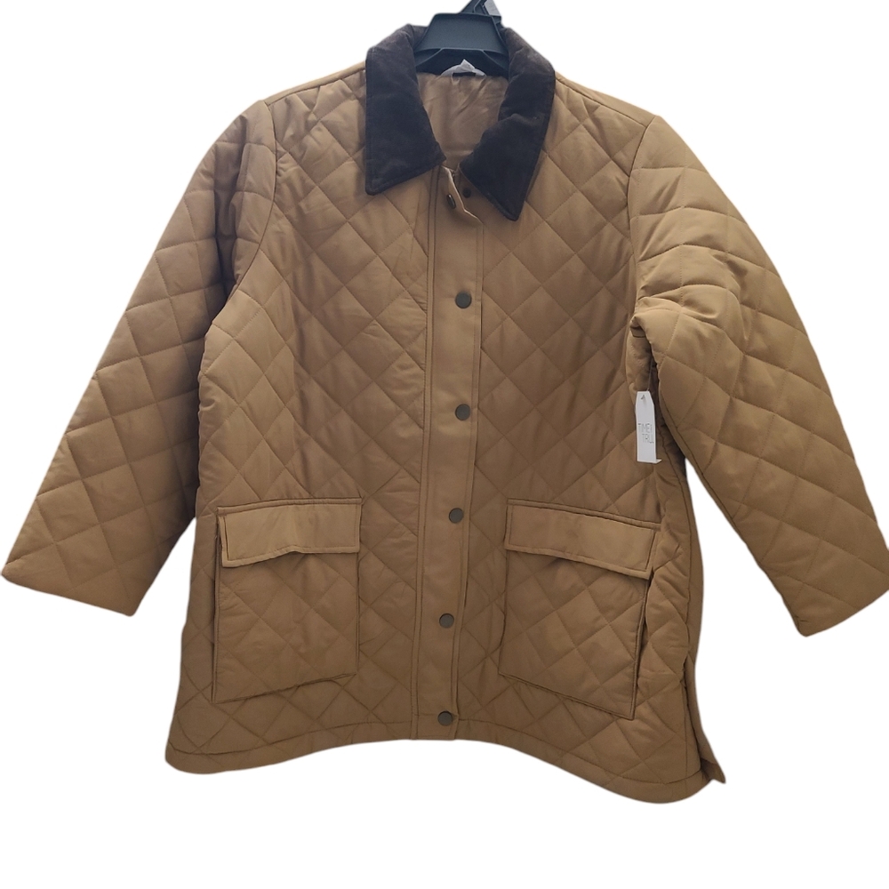 Time & Tru Women's Plus Quilted Barn Coat Jacket Size 1X - Picture 2 of 5